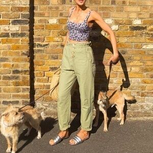 Sense made in Italy Italian high waist paper bag skinny fit pants trousers M